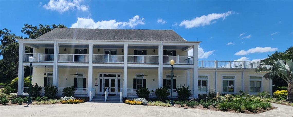 A white two story building