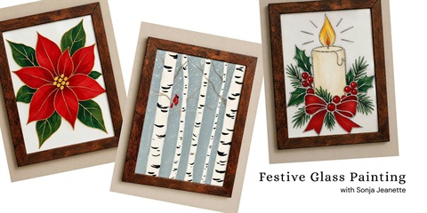 Holiday plants painted on glass.