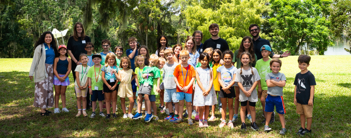 A group of kids and camp counselors