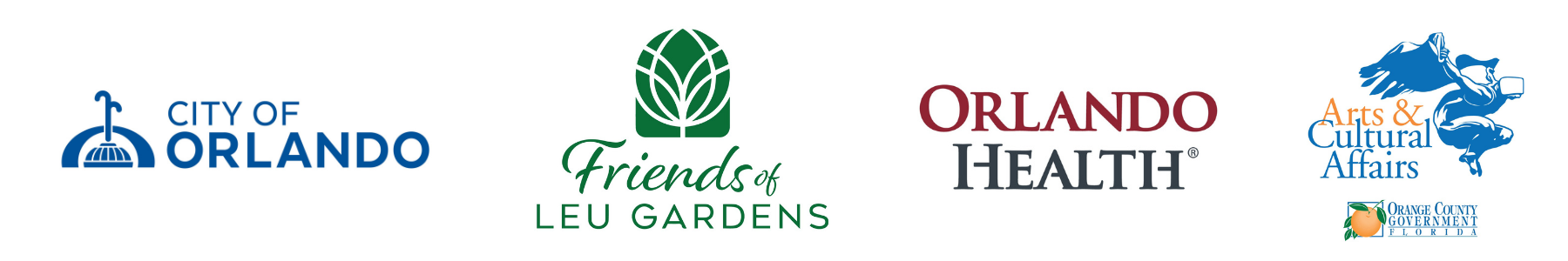 City of Orlando, Friends of Leu Gardens, Orlando Health and Orange County Arts & Cultural Affairs logos